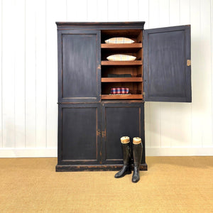 A Handsome English 19th Century Ebonized Pine Housekeeper's Cupboard