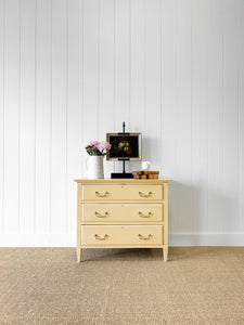 An Antique English Yellow Painted Pine Chest of Drawers Dresser c1890