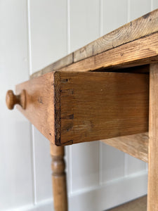 Antique English Country Pine Side Table or Small Dining Table c1890