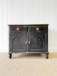 An Ebonized English Pine Cupboard Sideboard c1890