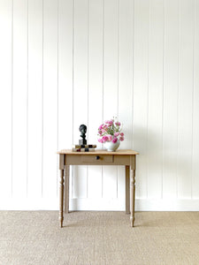 An Antique Painted Console Table with Scrubbed Pine Top