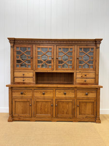 A Monumental Late 19th Century English Pine Bookcase Cabinet or Hutch