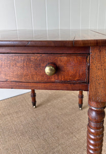 Antique English Country Mahogany Drop Leaf Table c1890
