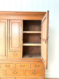 An Antique English Pine Tack Cupboard Brass Hardware