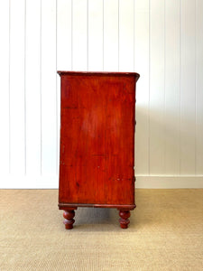 A Striking English Red Chest of Drawers Dresser c1890