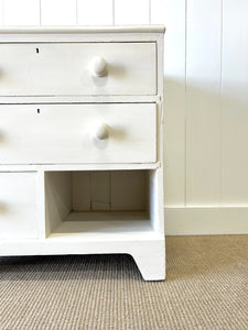 An Antique English Cream Painted Chest of Drawers Dresser c1890