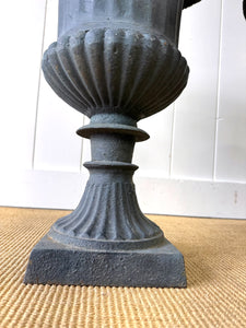 A Large and Special Pair of Antique Cast Iron Garden Urns