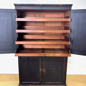 A Handsome English 19th Century Ebonized Pine Housekeeper's Cupboard