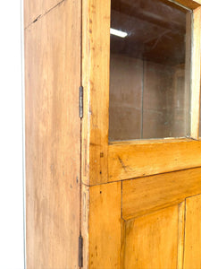 An English 19th Century Pine Bookcase with Glazed Doors