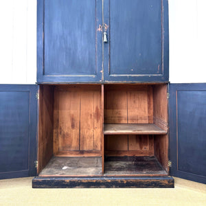 A Handsome English 19th Century Ebonized Pine Housekeeper's Cupboard