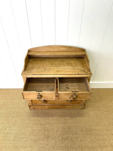 An Antique English Pine Chest of Drawers Dresser with Gallery c1890