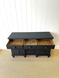 An Ebonized English Country Pine Buffet Sideboard