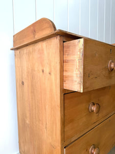 An Antique English Pine Chest of Drawers Dresser Tulip Feet c1890