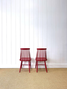 A Set of 5 Stick Back or Windsor Chairs in Red