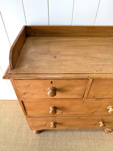 An Antique English Pine Chest of Drawers Dresser Tulip Feet c1890