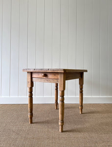 Antique English Country Pine Side Table or Small Dining Table c1890