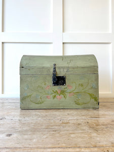 Antique Green Painted Pine Box c1890