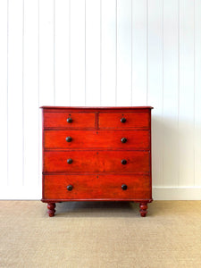 A Striking English Red Chest of Drawers Dresser c1890