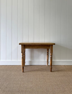 Antique English Country Pine Side Table or Small Dining Table c1890