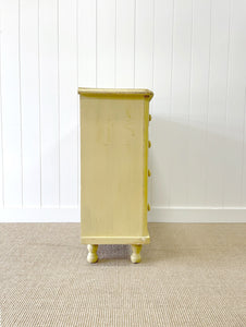 An Antique English Yellow Painted Pine Chest of Drawers Dresser c1890