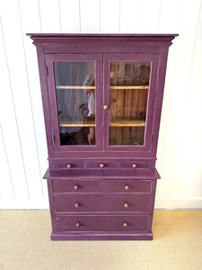 A 19th Century English Pine Bookcase in Eggplant Purple