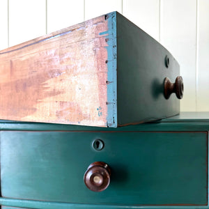 An English Pine Chest of Drawers Dresser in Green Paint c1890