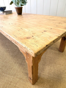 An Antique 6.5 ft English Country Pine Coffee Table