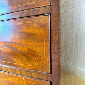 A Large Antique English Bow Front Mahogany Chest of Drawers
