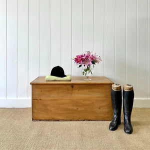 An English Pine Blanket Box or Coffee Table With Iron Handles c1890
