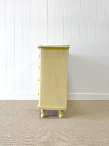 An Antique English Yellow Painted Pine Chest of Drawers Dresser c1890