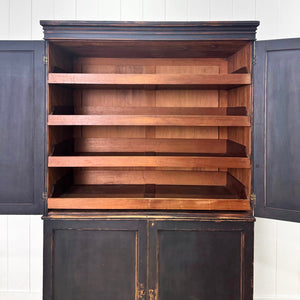 A Handsome English 19th Century Ebonized Pine Housekeeper's Cupboard