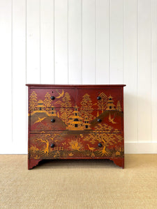 red chinese dresser Large Antique Chinese Red Lacquer Decorated Cabinet Ardesh