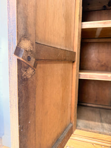 An Antique English Pine Tack Cupboard Brass Hardware
