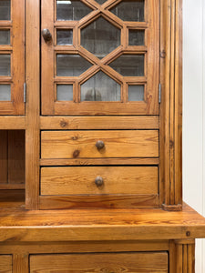 A Monumental Late 19th Century English Pine Bookcase Cabinet or Hutch