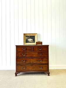 A English Georgian Oak Chest of Drawers with Swan Neck Hardware