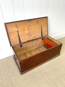 An English Pine Blanket Box or Small Low Coffee Table With Iron Handles c1850