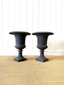 A Large and Special Pair of Antique Cast Iron Garden Urns