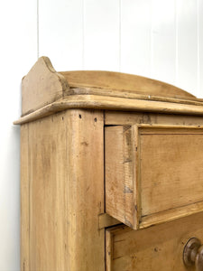 An Antique English Pine Chest of Drawers Dresser with Gallery c1890
