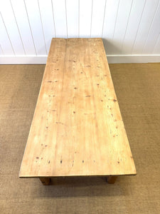 An Antique 6.5 ft English Country Pine Coffee Table