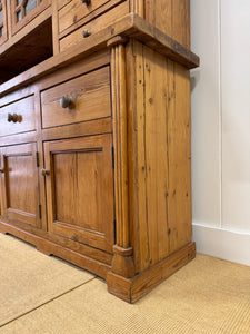 A Monumental Late 19th Century English Pine Bookcase Cabinet or Hutch