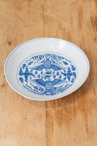 Chinese Blue and White Porcelain Phoenix Plate Qing Guangxu Mark