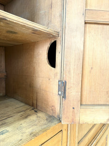 An Antique English Pine Tack Cupboard Brass Hardware