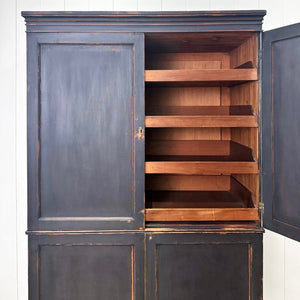 A Handsome English 19th Century Ebonized Pine Housekeeper's Cupboard