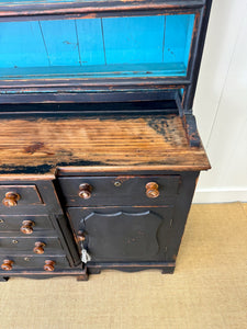 A Wonderful Large Ebonized Welsh Dresser or Cupboard