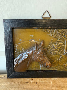 Pair of Vintage Wall Plaques featuring Horse and Sight Hound