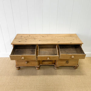 An English Country 7 Drawer Pine Buffet or Sideboard