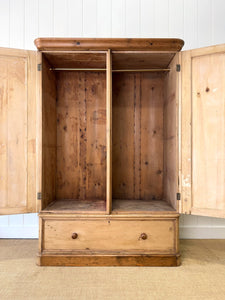 A Pine Wardrobe or Linen Press c1890