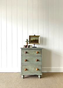 An English Pine Green Painted Chest of Drawers Dresser c1890