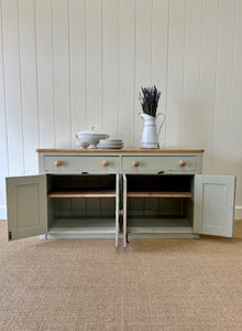A Monumental English Country Pine Painted Sideboard Buffet c1840