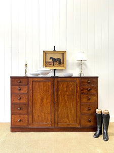 An Antique English Mahogany Low Linen Press c1820
